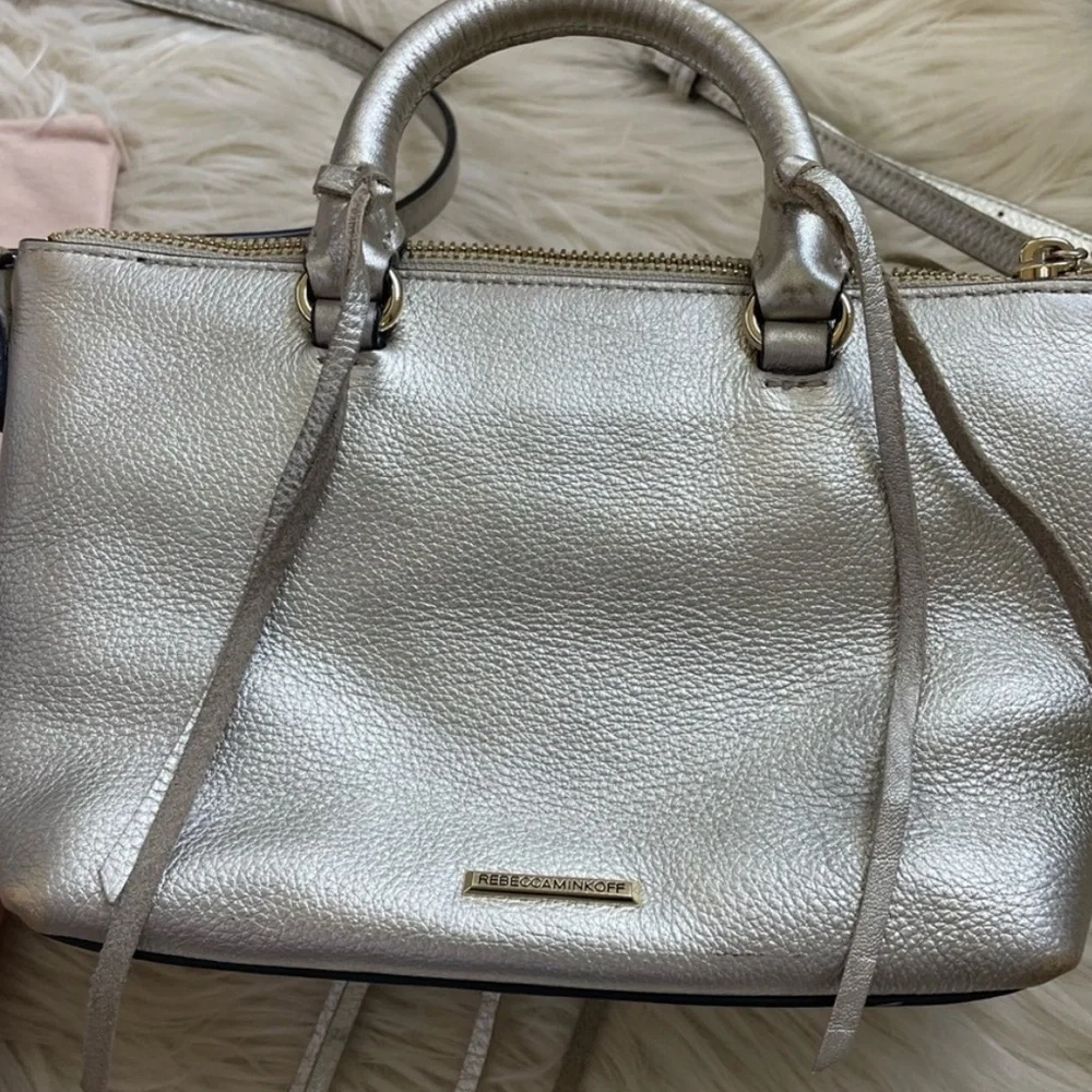 Rebecca Minkoff Metallic‎ Gold 100%Leather Tassel Accent Detail MiniCross Bag - Picture 7 of 13